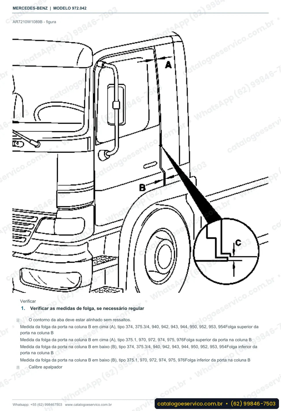 Página de procedimento do manual de oficina Mercedes-Benz Atego 1015 K