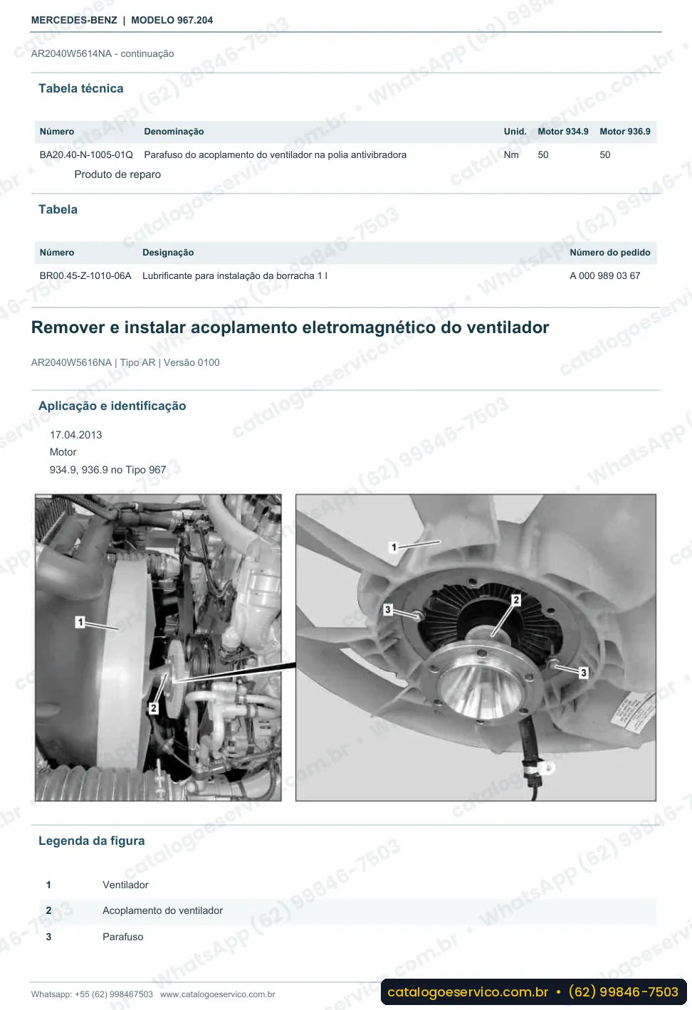 Página de procedimento do manual de oficina Mercedes-Benz Atego 1016 K