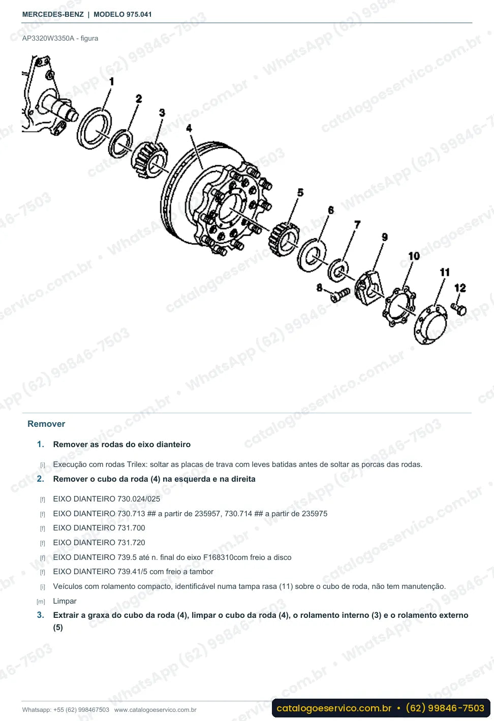 Página de procedimento do manual de oficina Mercedes-Benz Atego 1018 KO
