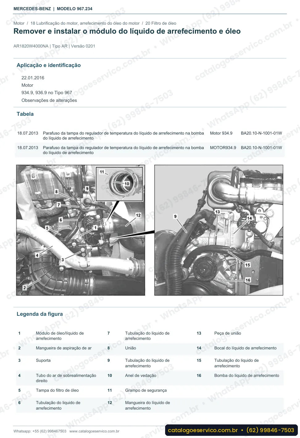 Página de procedimento do manual de oficina Mercedes-Benz Atego 1021 AK