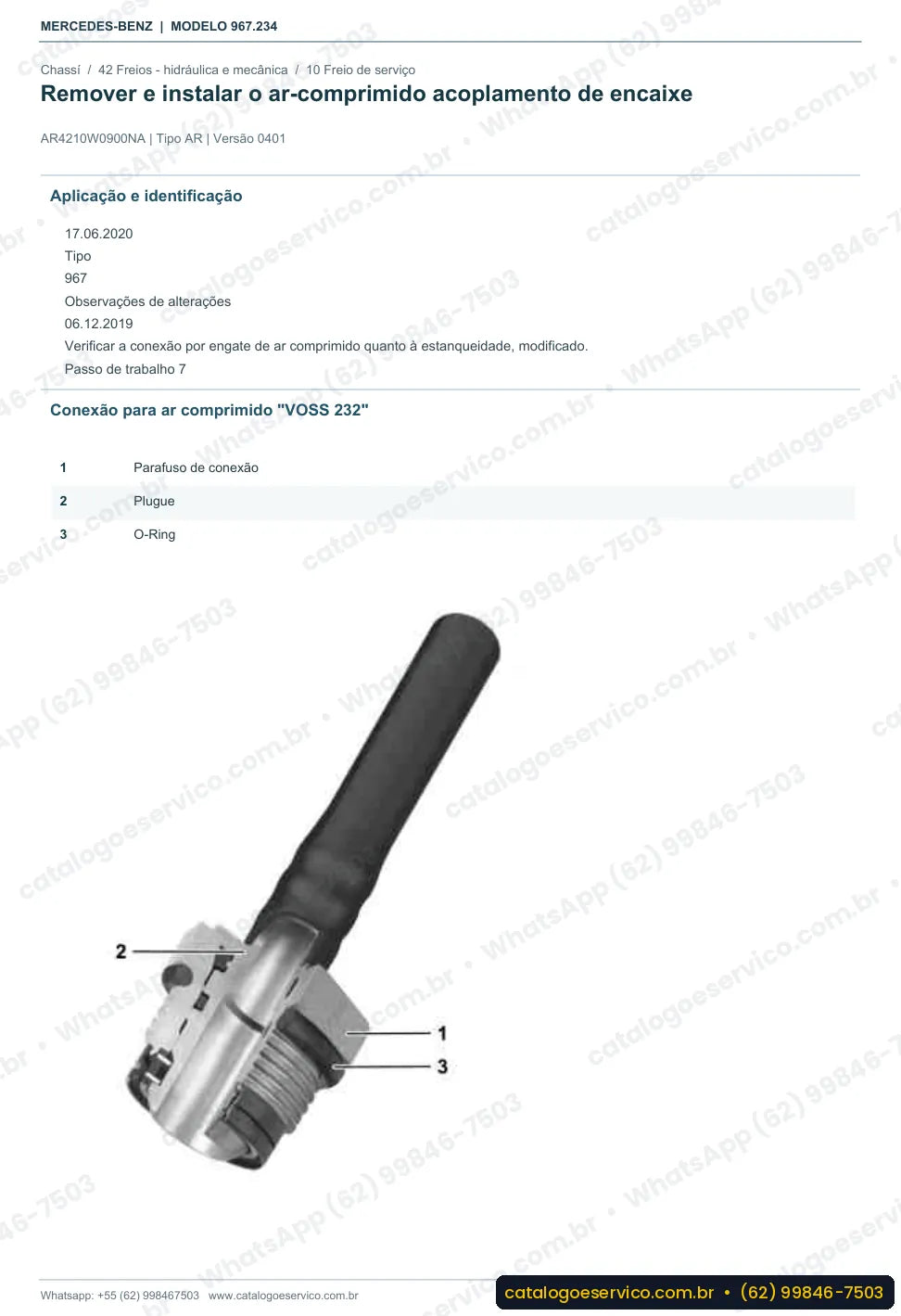 Página de procedimento do manual de oficina Mercedes-Benz Atego 1021 AK