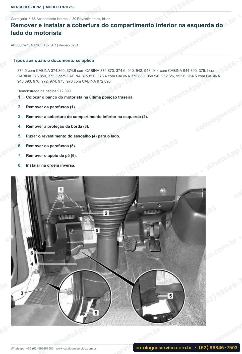 Página de procedimento do manual de oficina Mercedes-Benz Atego 1215 L