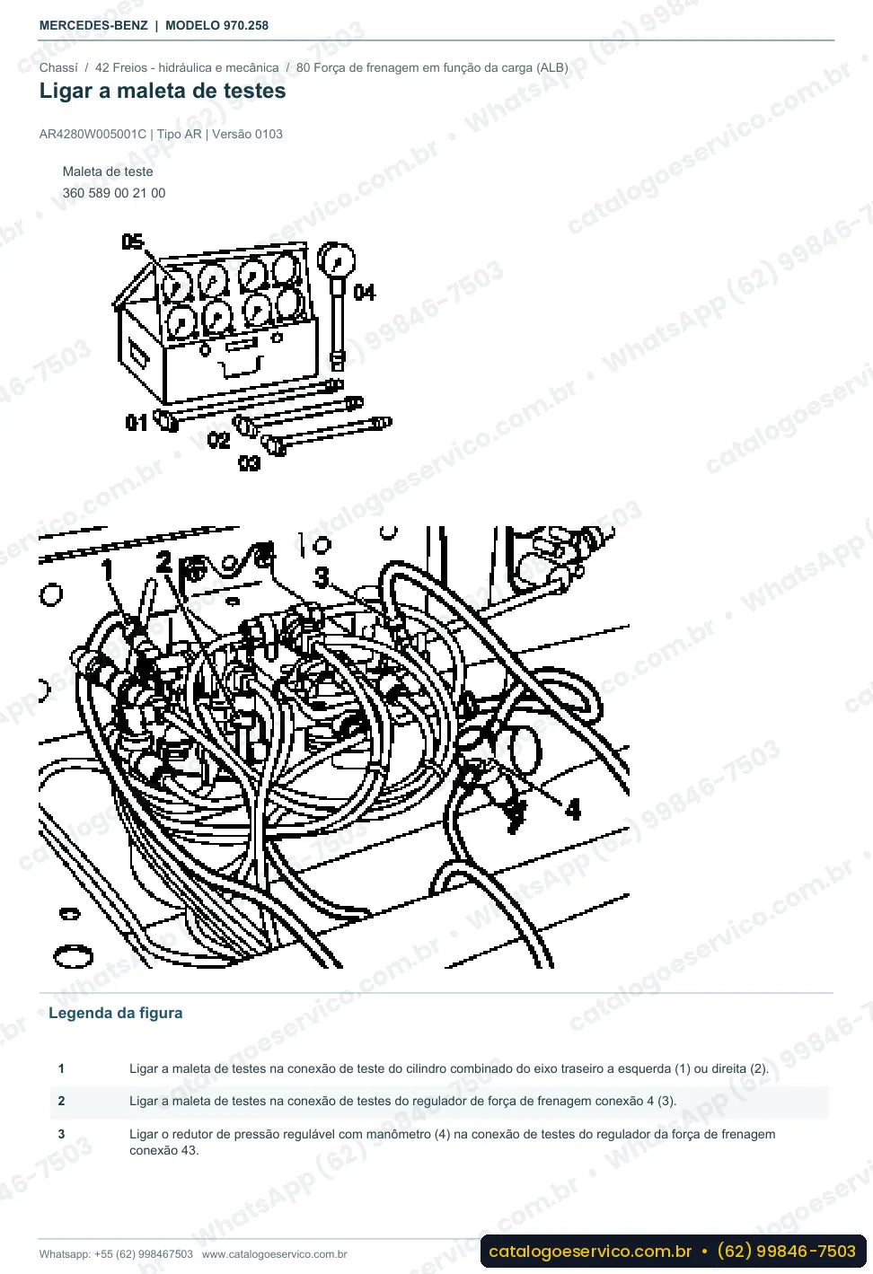 Página de procedimento do manual de oficina Mercedes-Benz Atego 1215 L