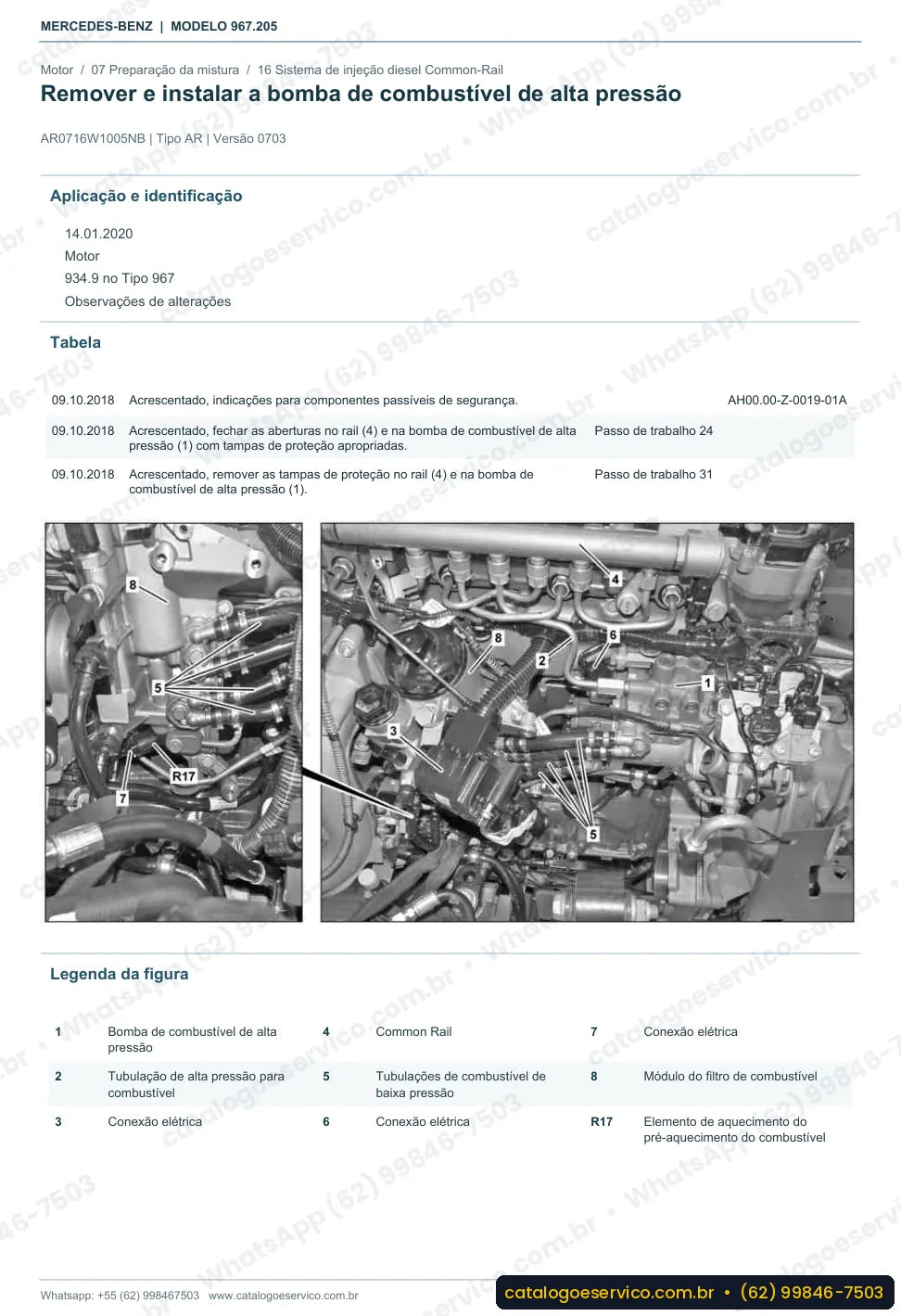 Página de procedimento do manual de oficina Mercedes-Benz Atego 1216 K