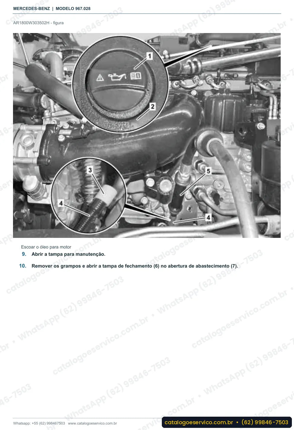 Página de procedimento do manual de oficina Mercedes-Benz Atego 1216 L