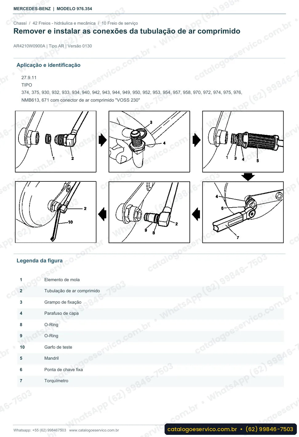 Página de procedimento do manual de oficina Mercedes-Benz Atego 1225