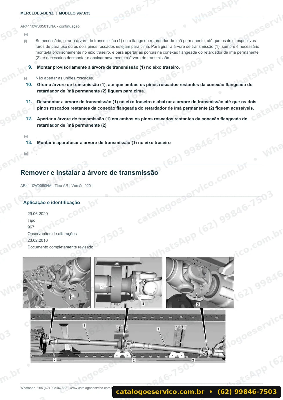 Página de procedimento do manual de oficina Mercedes-Benz Atego 1227 AF