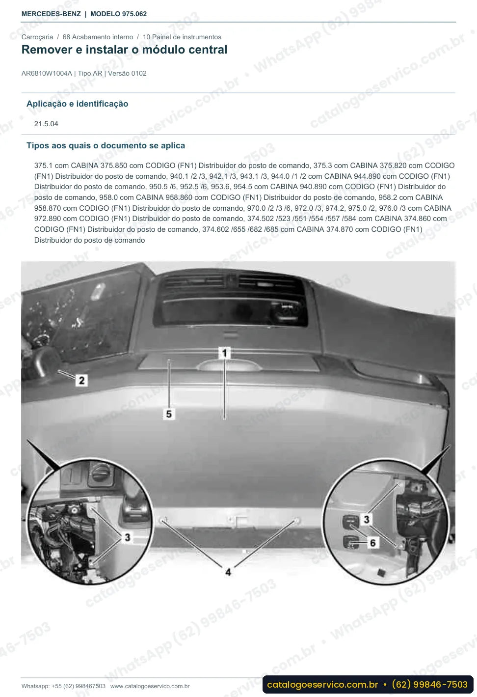 Página de procedimento do manual de oficina Mercedes-Benz Atego 1317 KO, 1323 KO