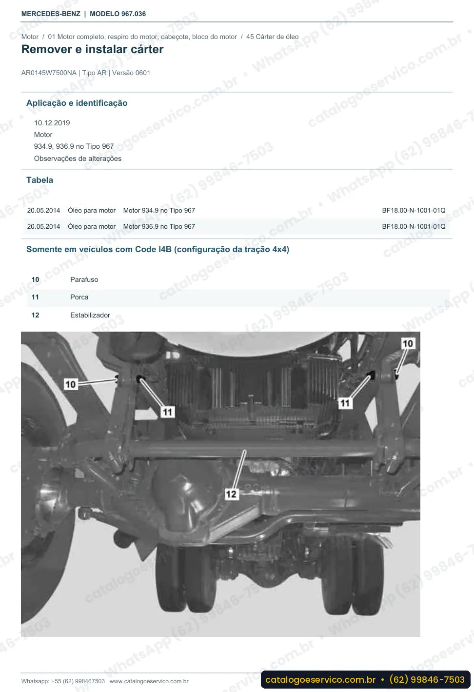 Página de procedimento do manual de oficina Mercedes-Benz Atego 1318 A