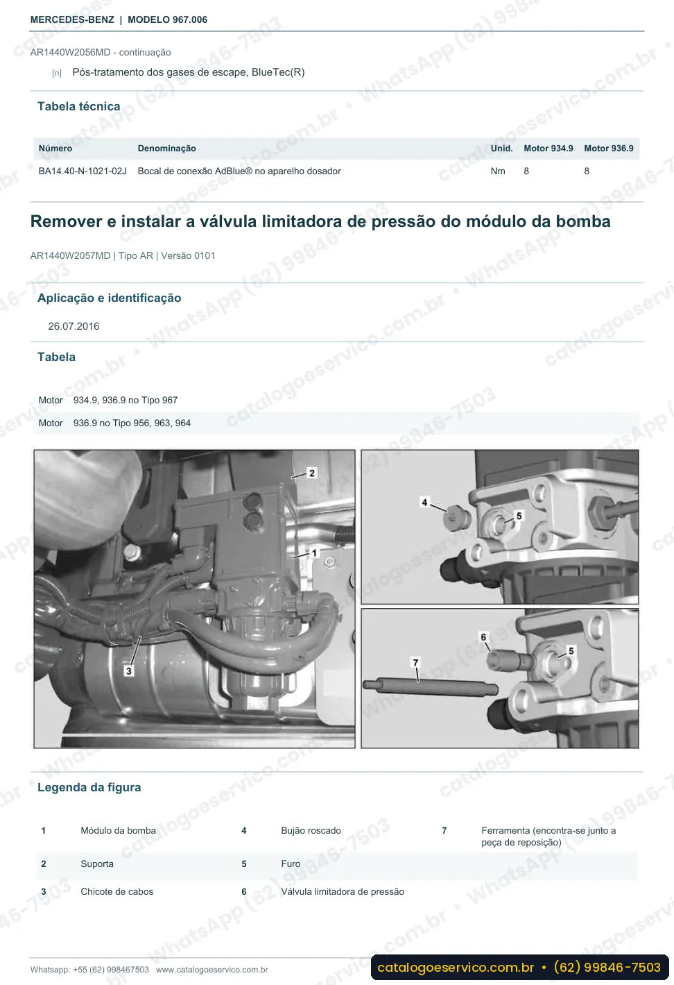 Página de procedimento do manual de oficina Mercedes-Benz Atego 1321