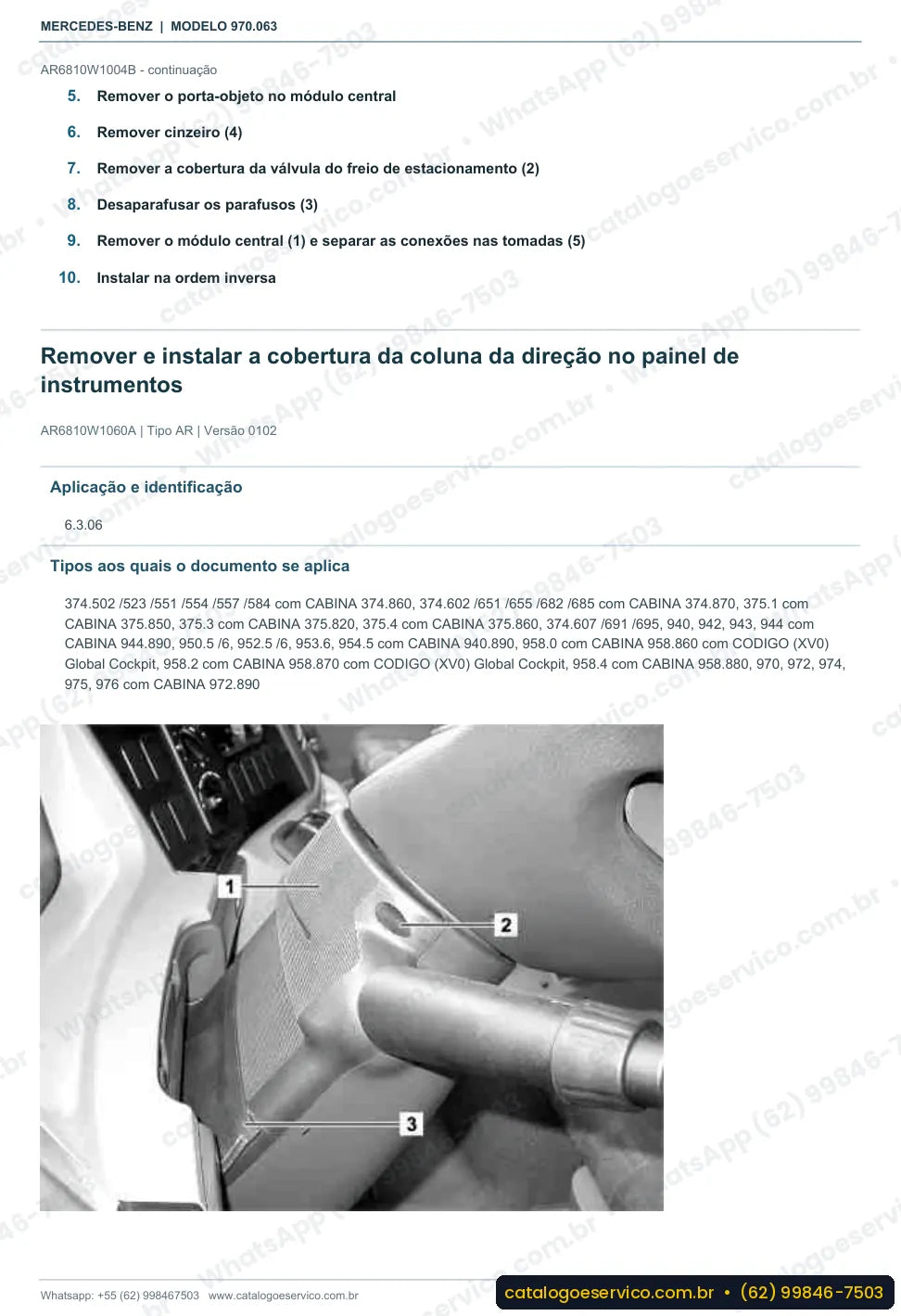 Página de procedimento do manual de oficina Mercedes-Benz Atego 1322