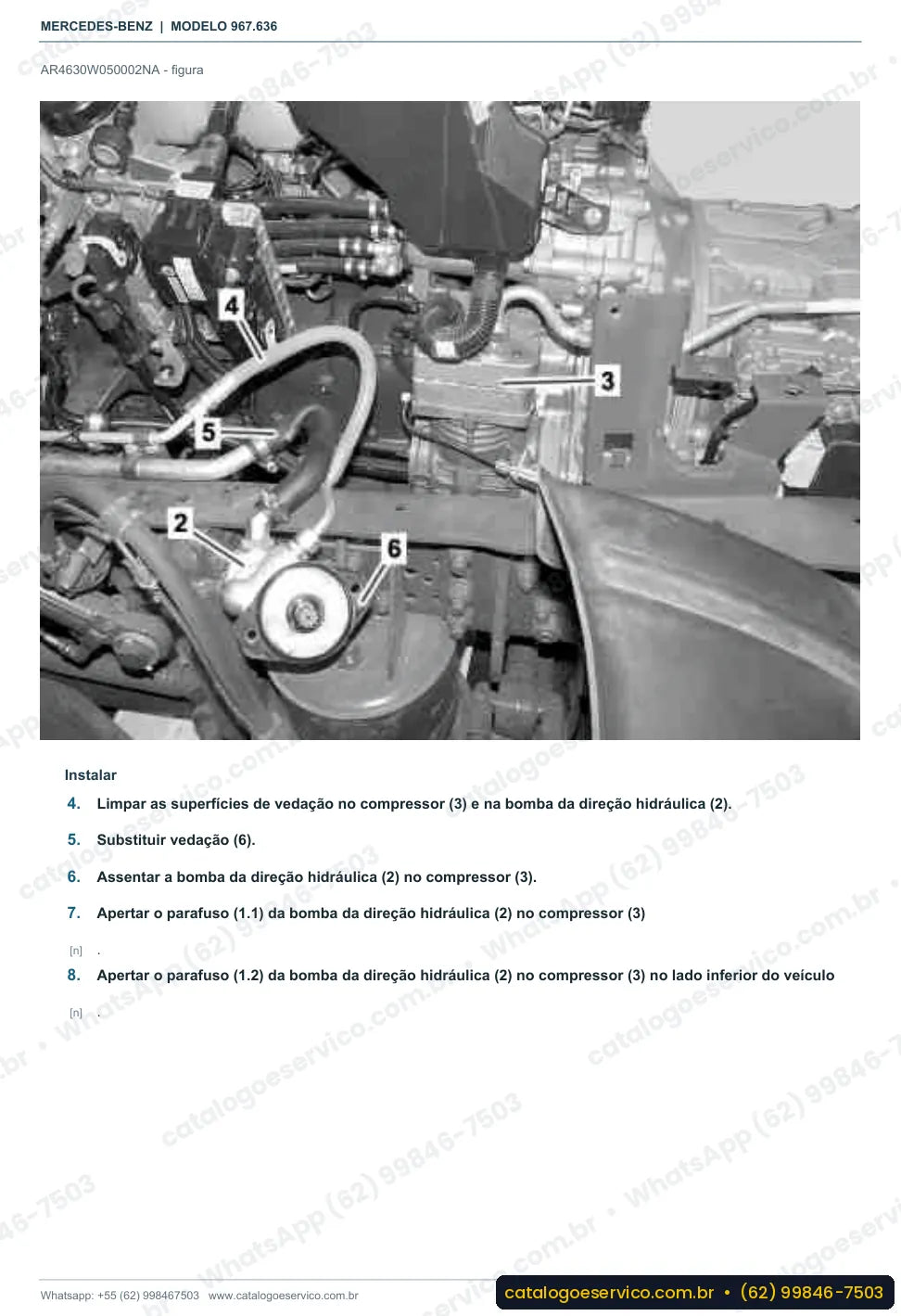 Página de procedimento do manual de oficina Mercedes-Benz Atego 1323 AF