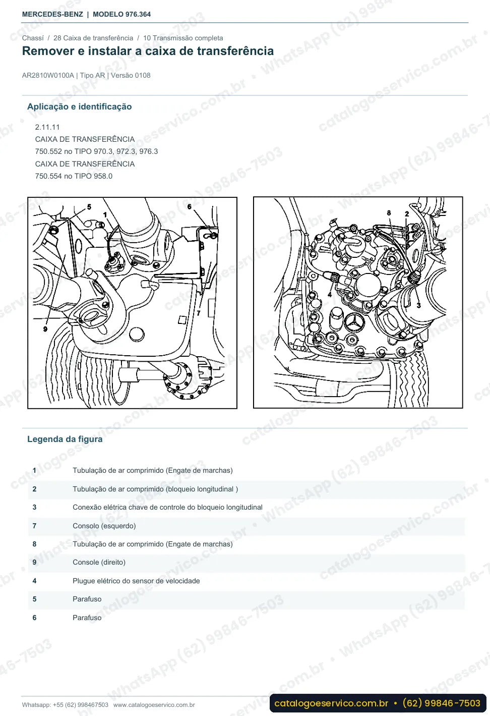 Página de procedimento do manual de oficina Mercedes-Benz Atego 1325