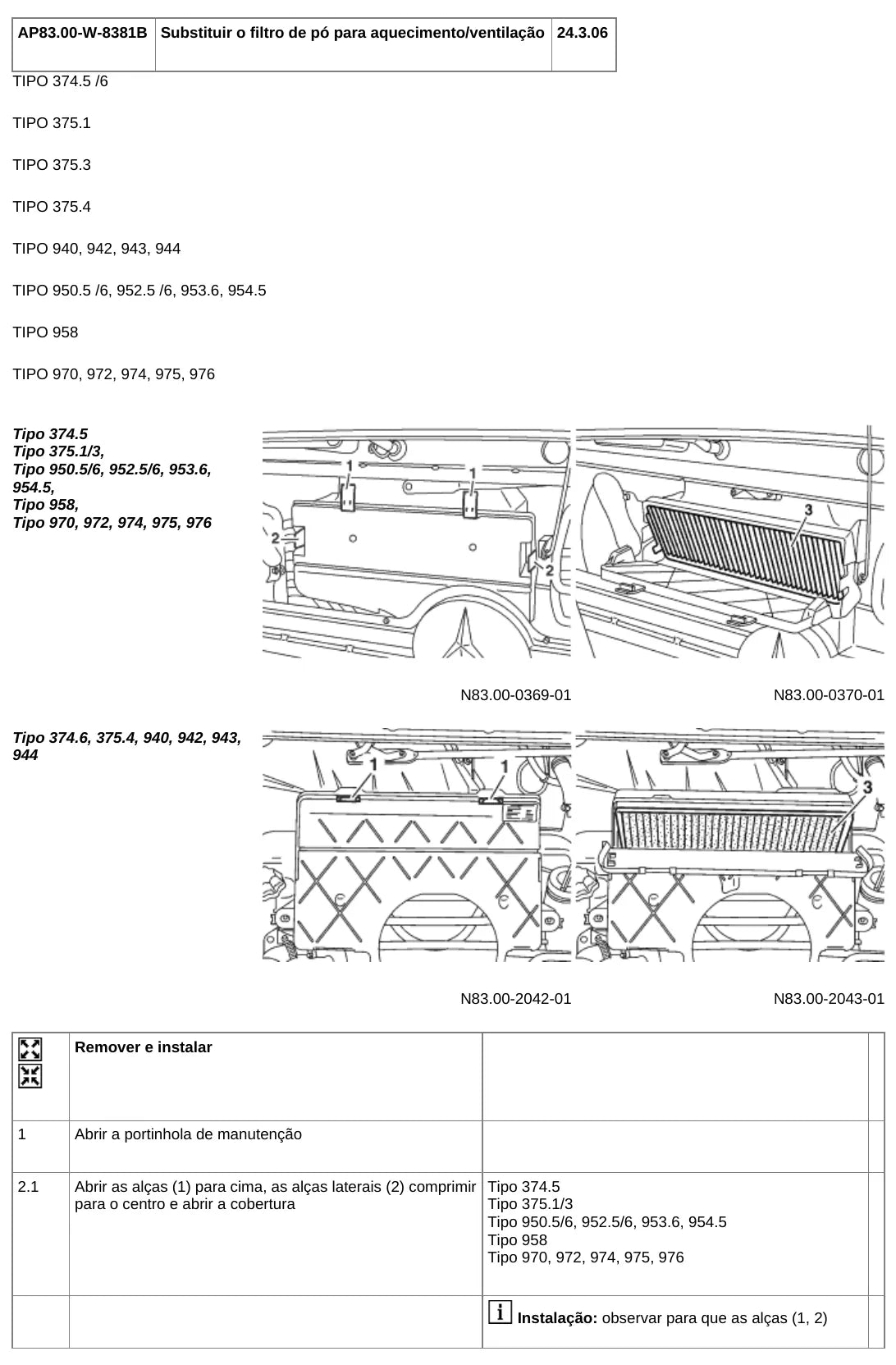 Página do manual de oficina Mercedes-Benz Atego 1418 (4 versões)
