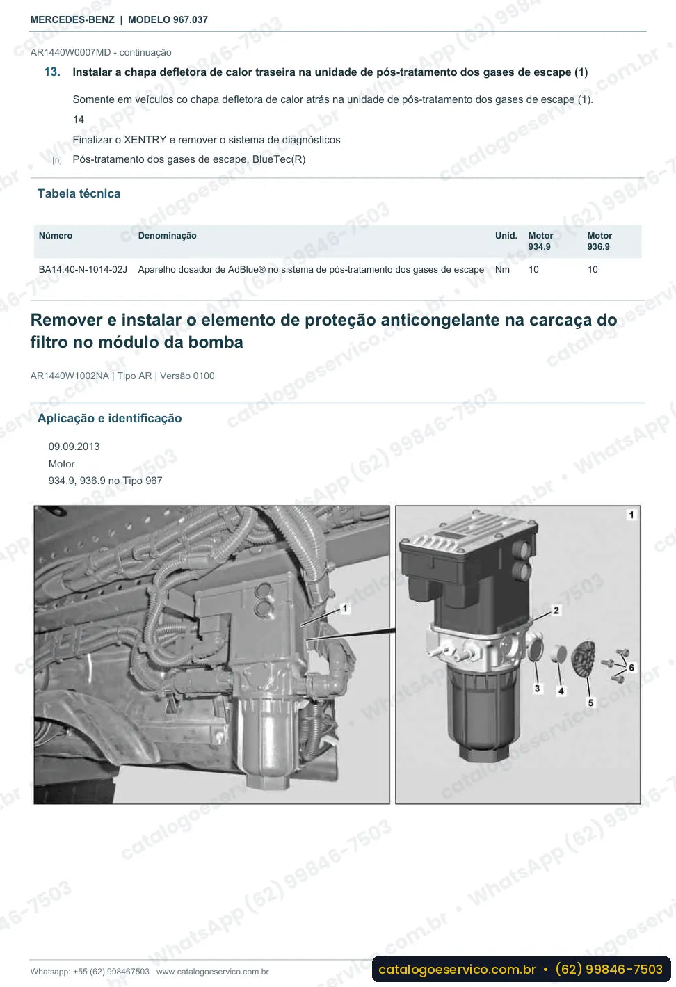 Página de procedimento do manual de oficina Mercedes-Benz Atego 1518 A