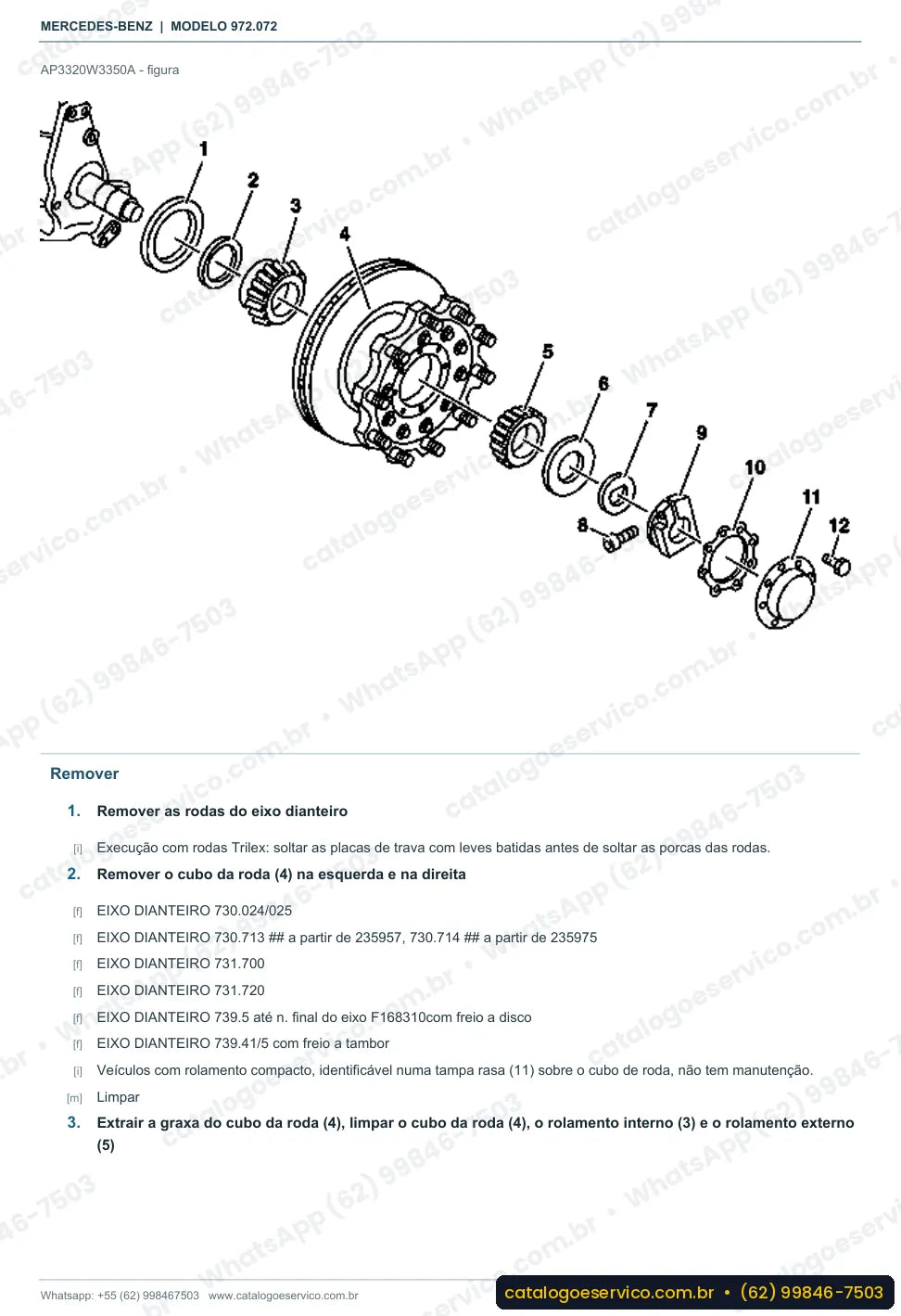 Página de procedimento do manual de oficina Mercedes-Benz Atego 1518 K