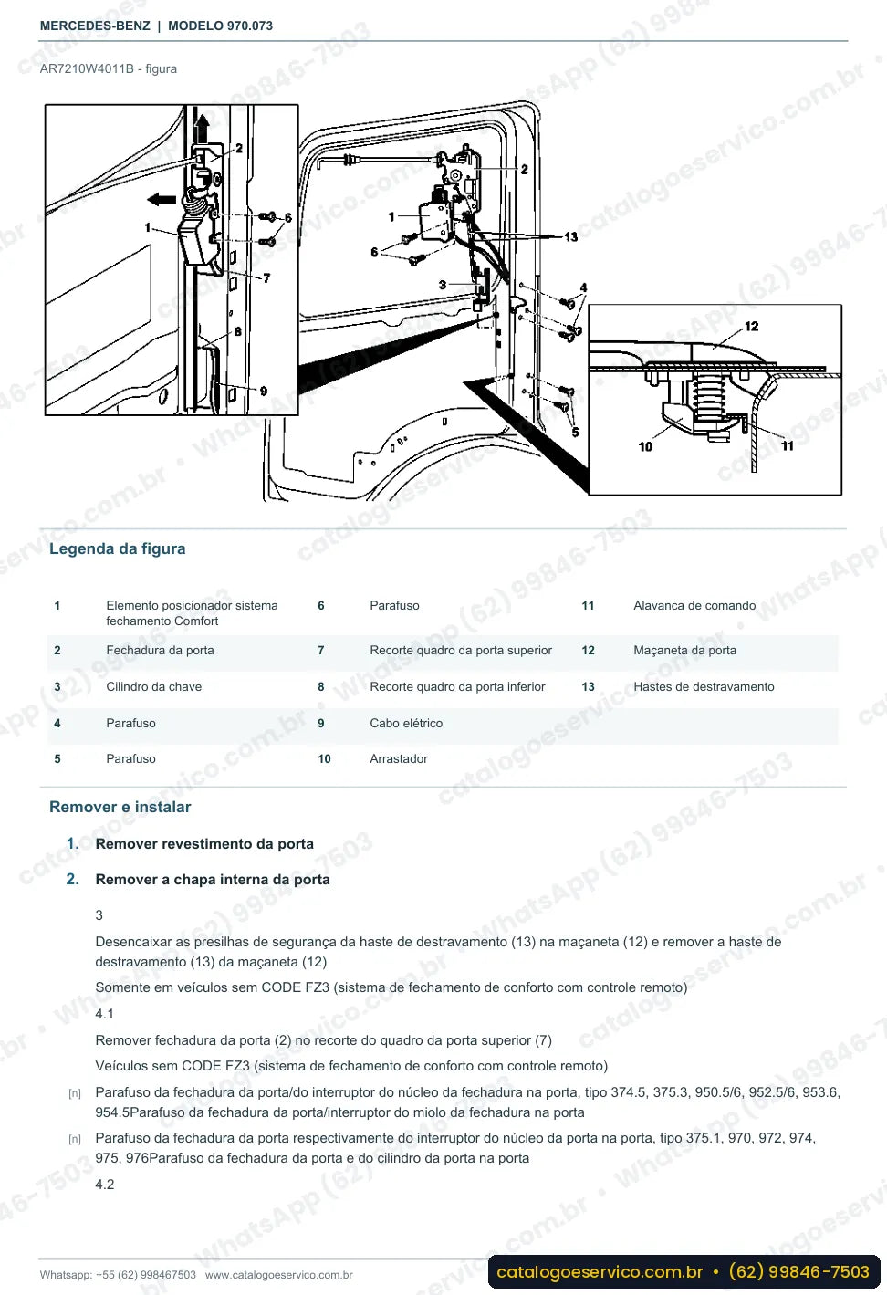 Página de procedimento do manual de oficina Mercedes-Benz Atego 1522