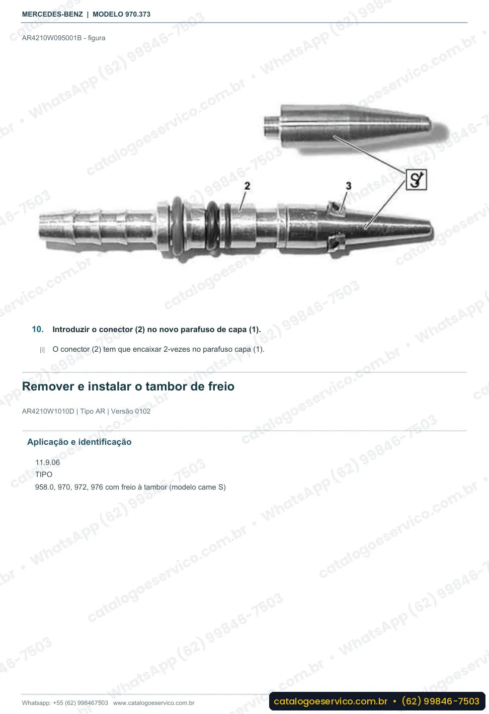 Página de procedimento do manual de oficina Mercedes-Benz Atego 1523