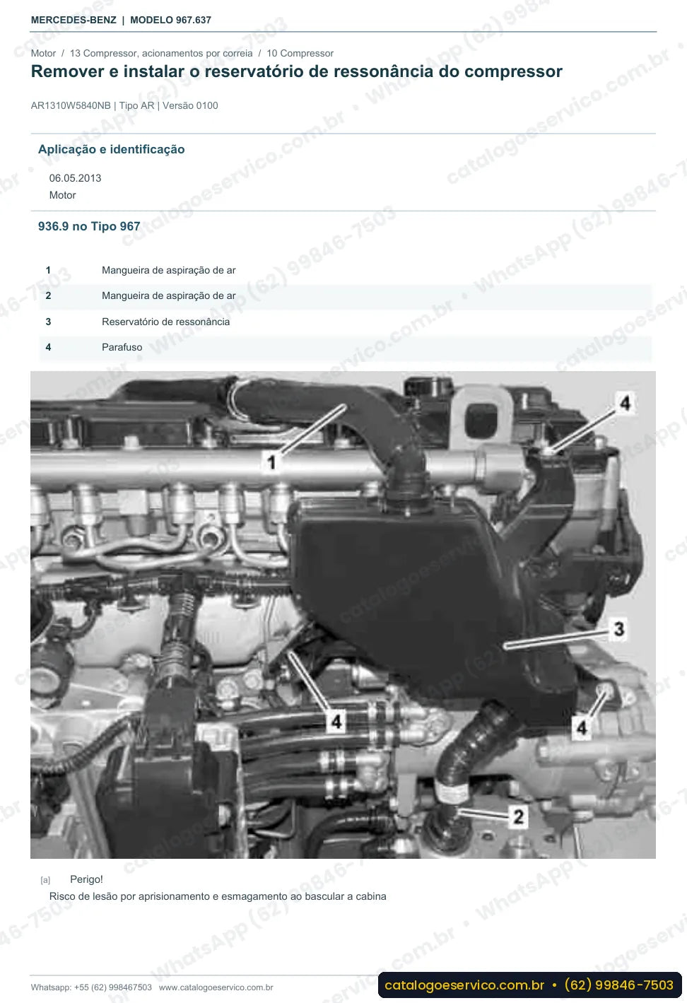 Página de procedimento do manual de oficina Mercedes-Benz Atego 1527 AF