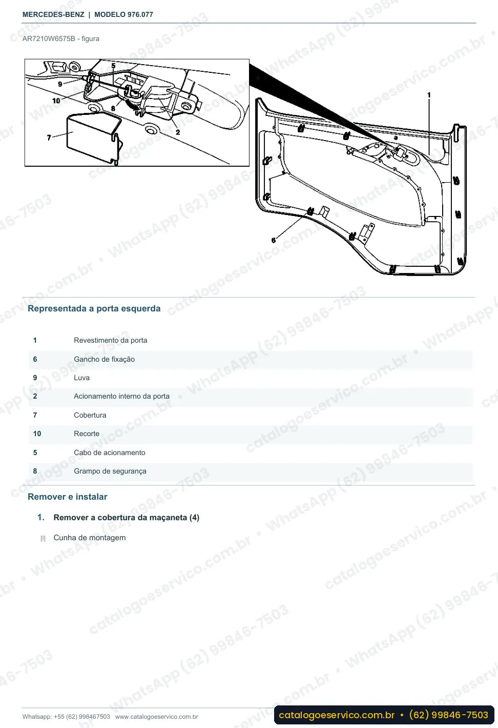 Página de procedimento do manual de oficina Mercedes-Benz Atego 1528