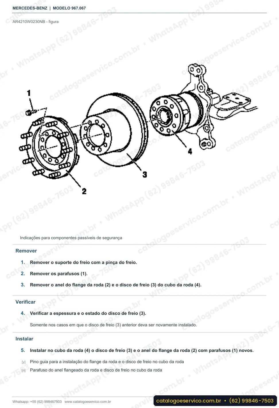 Página de procedimento do manual de oficina Mercedes-Benz Atego 2124