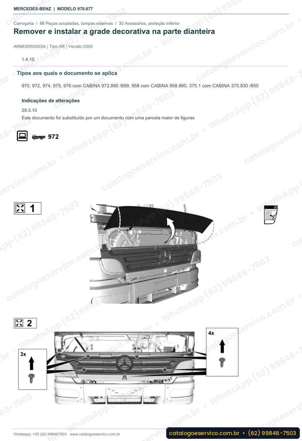 Página de procedimento do manual de oficina Mercedes-Benz Atego 2223 L