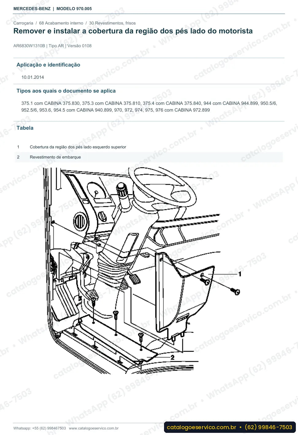 Página de procedimento do manual de oficina Mercedes-Benz Atego 716