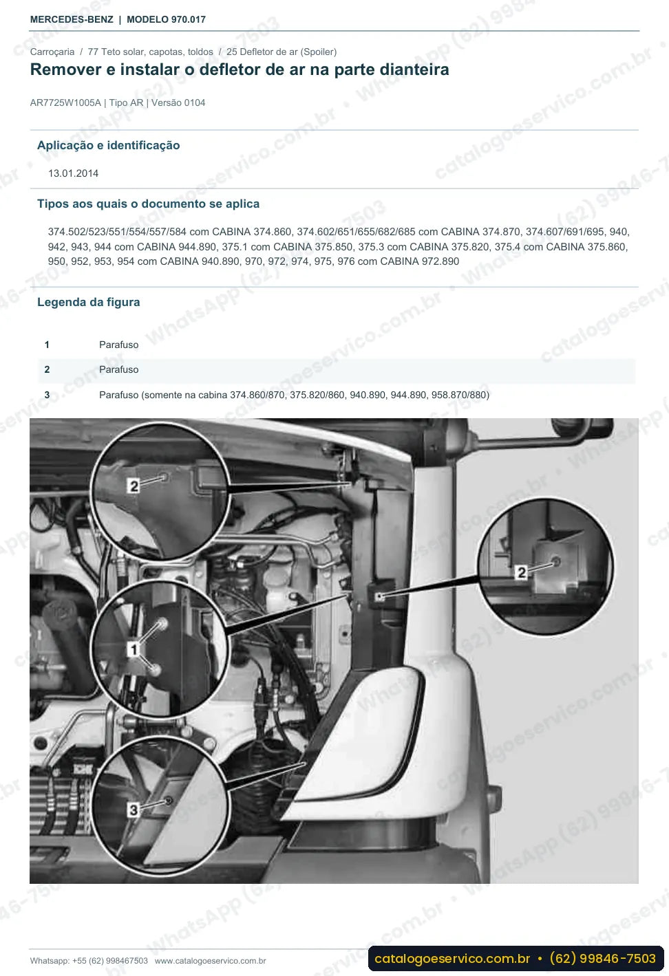 Página de procedimento do manual de oficina Mercedes-Benz Atego 812