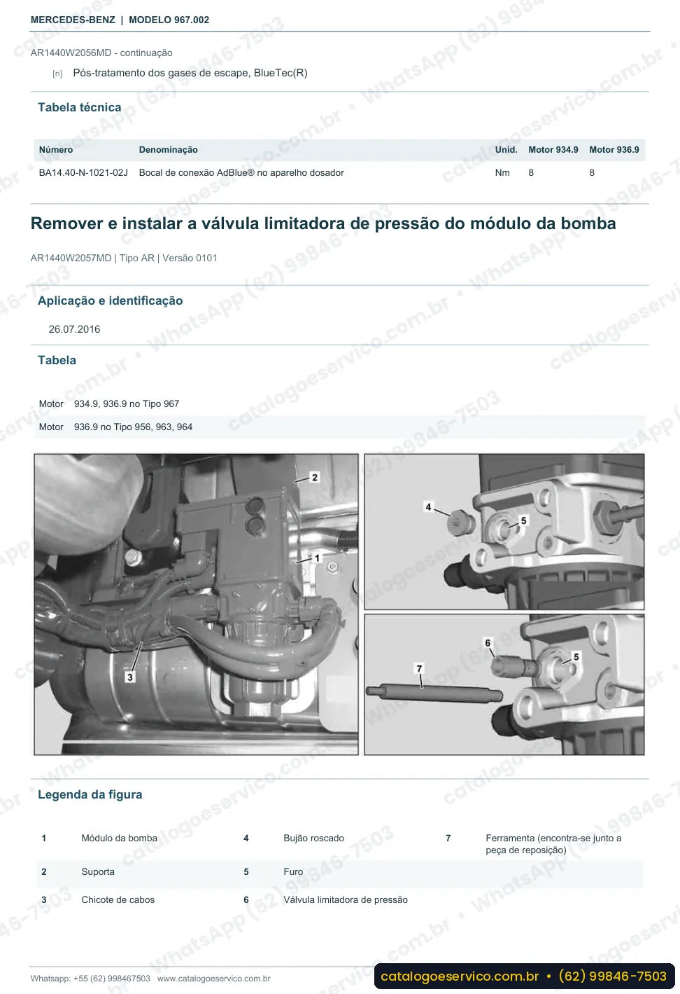 Página de procedimento do manual de oficina Mercedes-Benz Atego 816