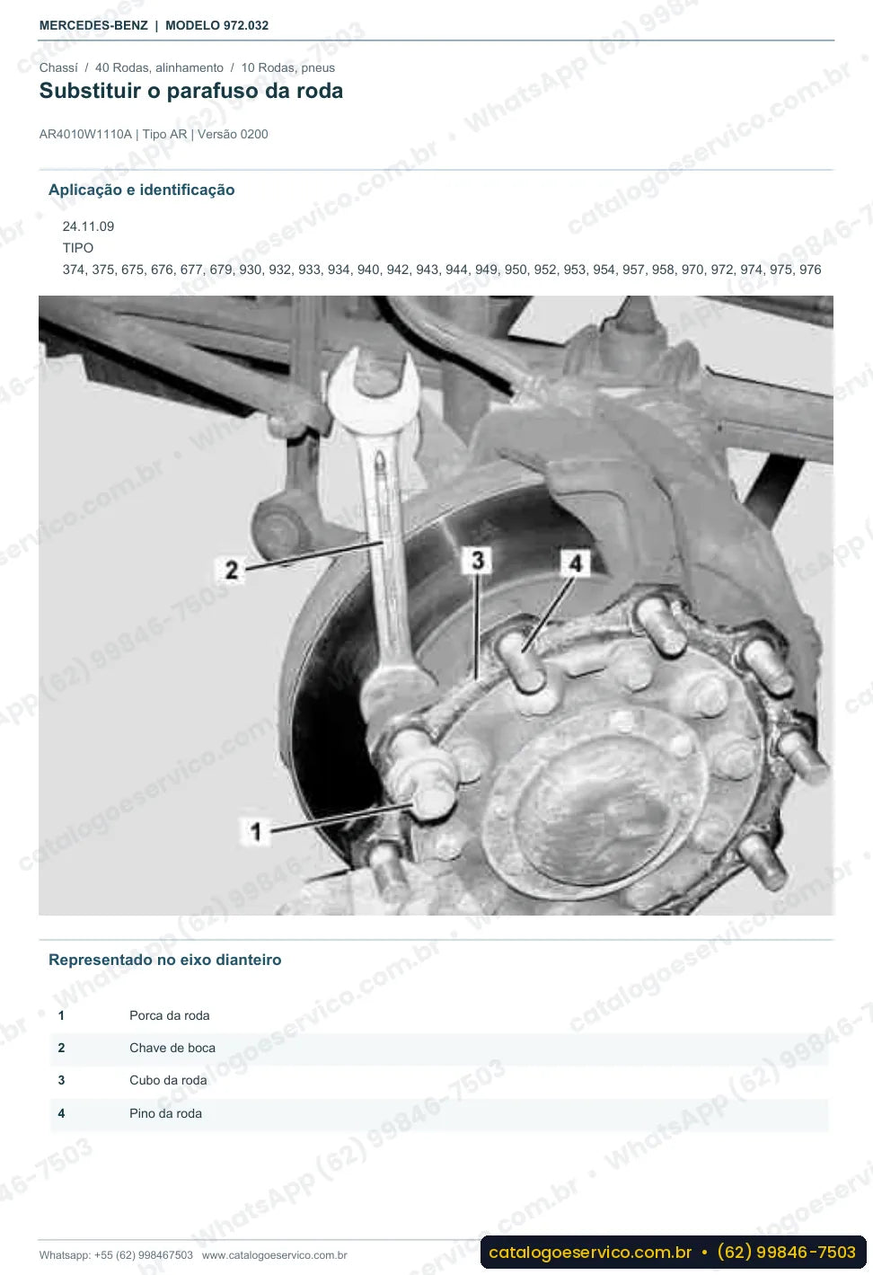 Página de procedimento do manual de oficina Mercedes-Benz Atego 915 K