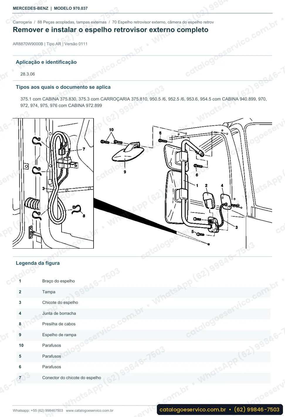 Página de procedimento do manual de oficina Mercedes-Benz Atego 916