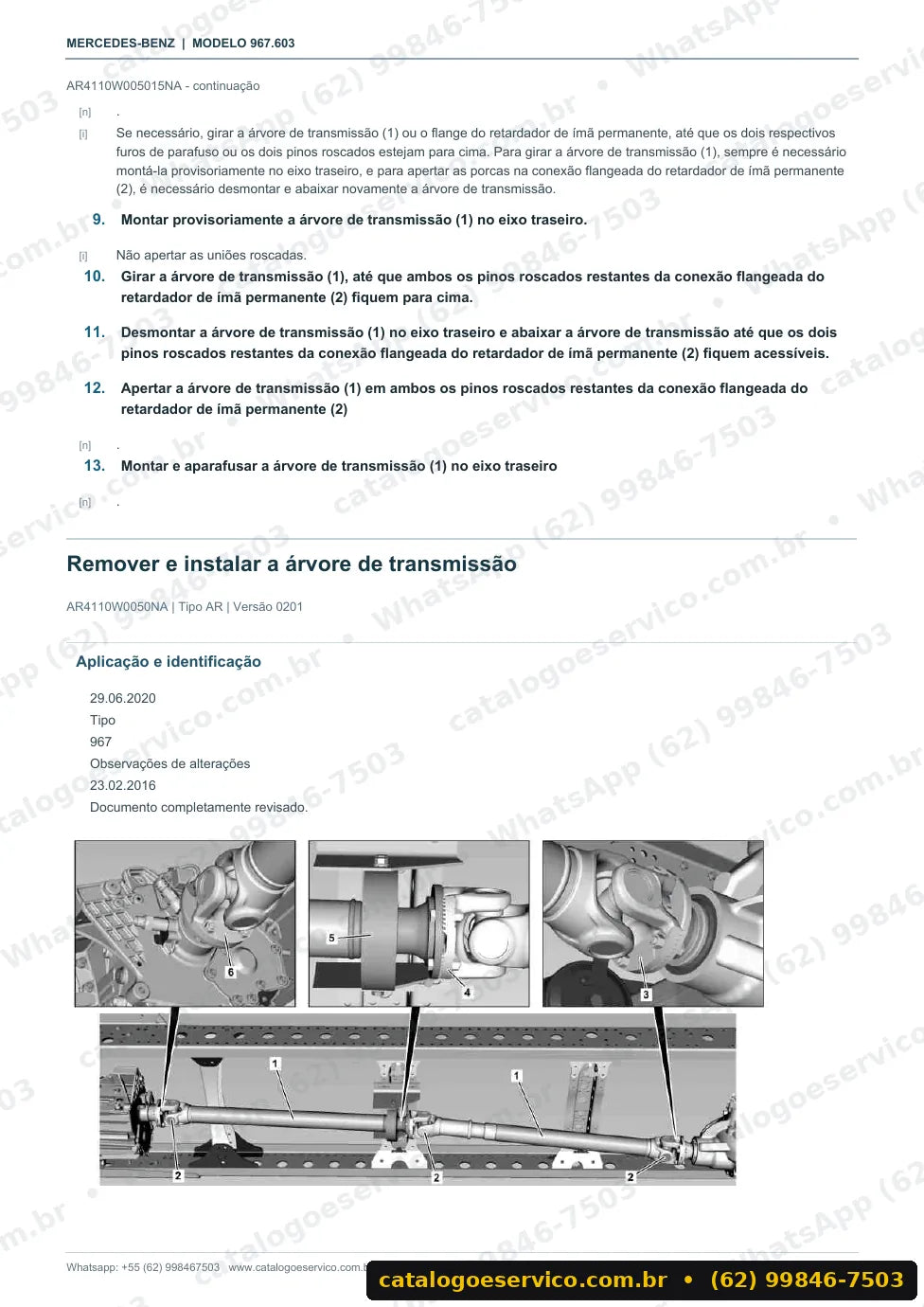Página de procedimento do manual de oficina Mercedes-Benz Atego 927 F