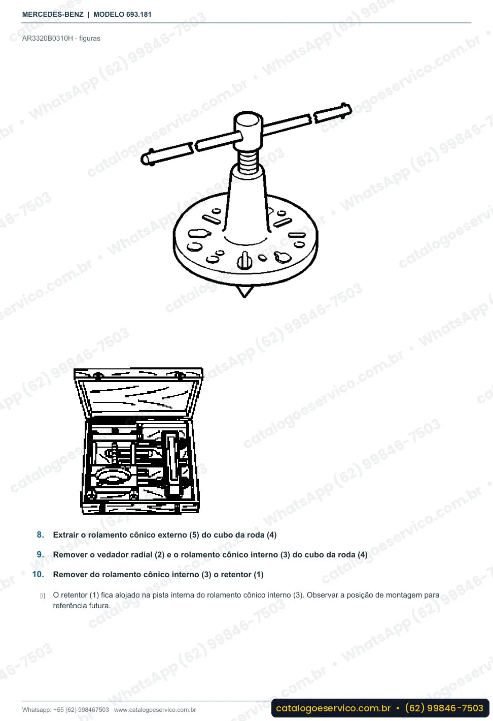 Página de procedimento do manual de oficina Mercedes-Benz Atron 1718 AK