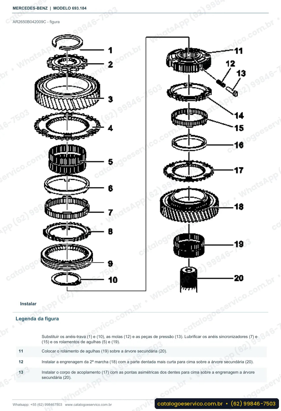 Página de procedimento do manual de oficina Mercedes-Benz Atron 1718 K