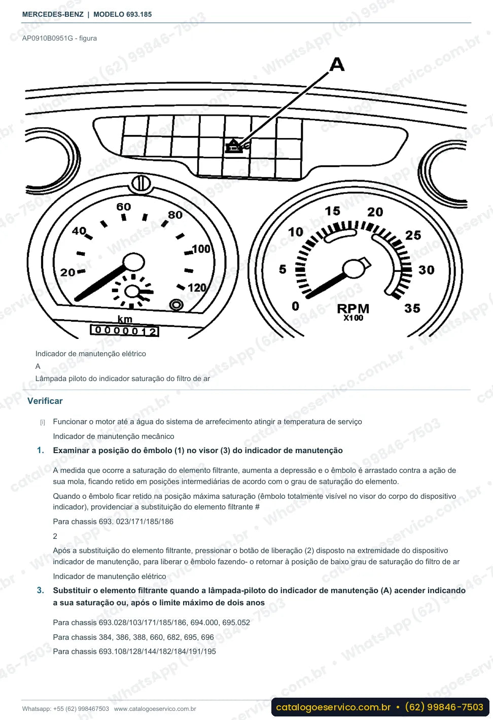 Página de procedimento do manual de oficina Mercedes-Benz Atron 1718 M