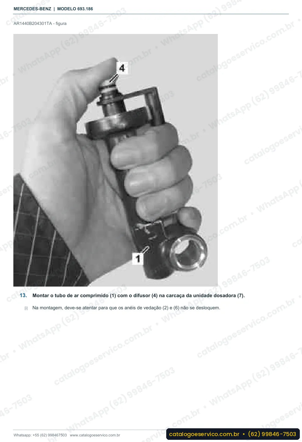 Página de procedimento do manual de oficina Mercedes-Benz Atron 1719