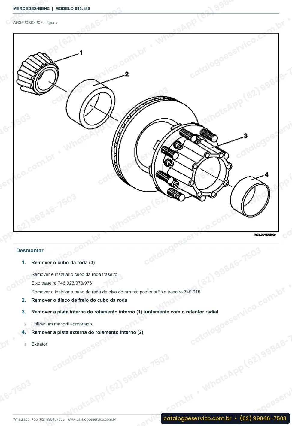 Página de procedimento do manual de oficina Mercedes-Benz Atron 1719