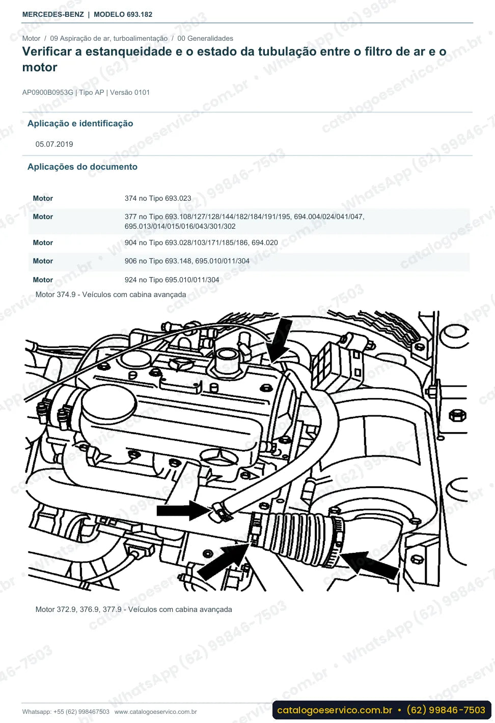 Página de procedimento do manual de oficina Mercedes-Benz Atron 1720 A