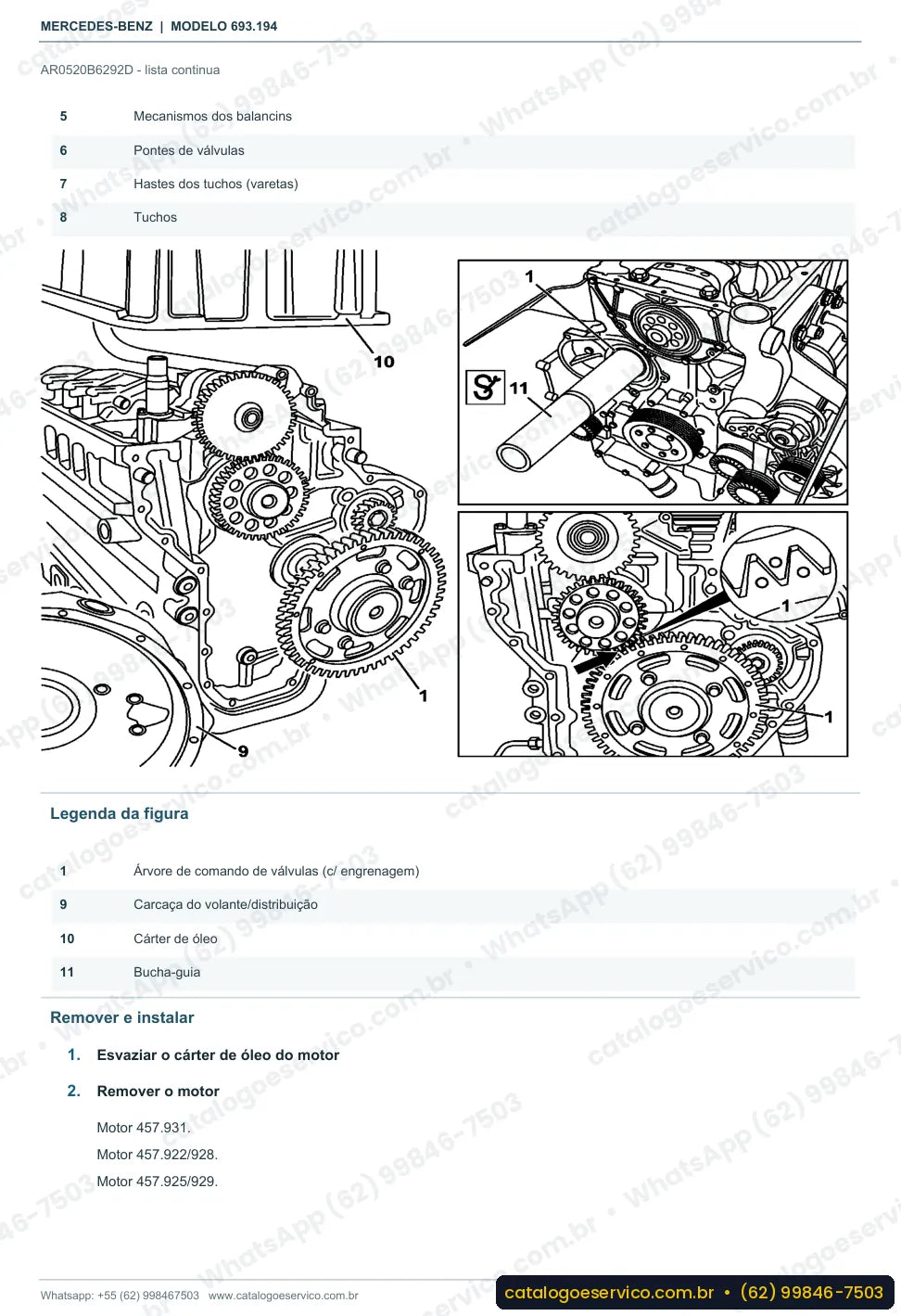 Página de procedimento do manual de oficina Mercedes-Benz Atron 1938 S