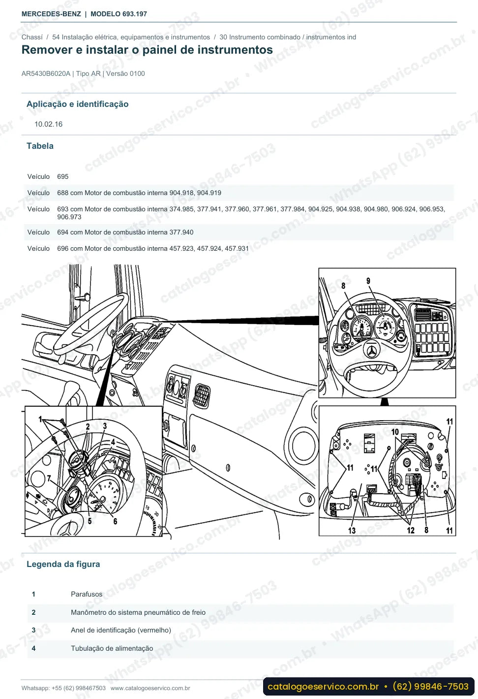 Página de procedimento do manual de oficina Mercedes-Benz Atron 1944 S