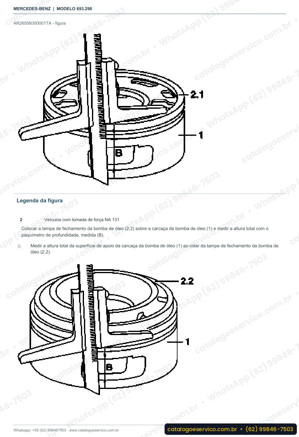 Página de procedimento do manual de oficina Mercedes-Benz Atron 2726 B