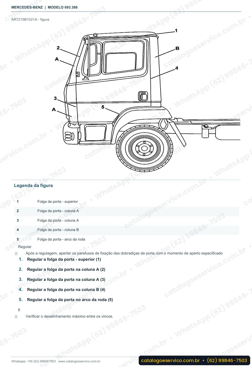 Página de procedimento do manual de oficina Mercedes-Benz Atron 2726 K