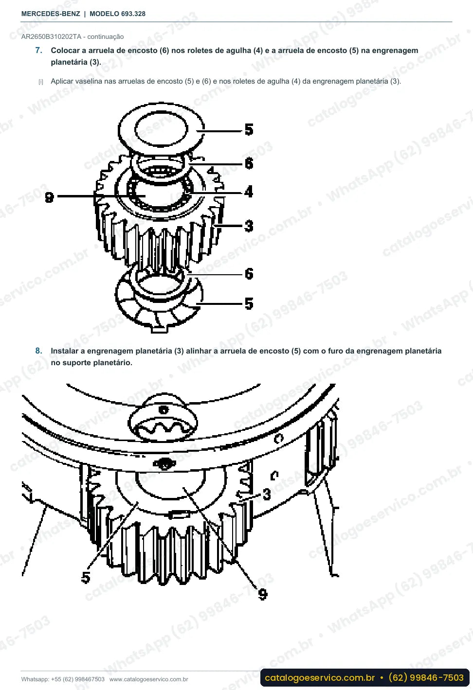 Página de procedimento do manual de oficina Mercedes-Benz Atron 2726