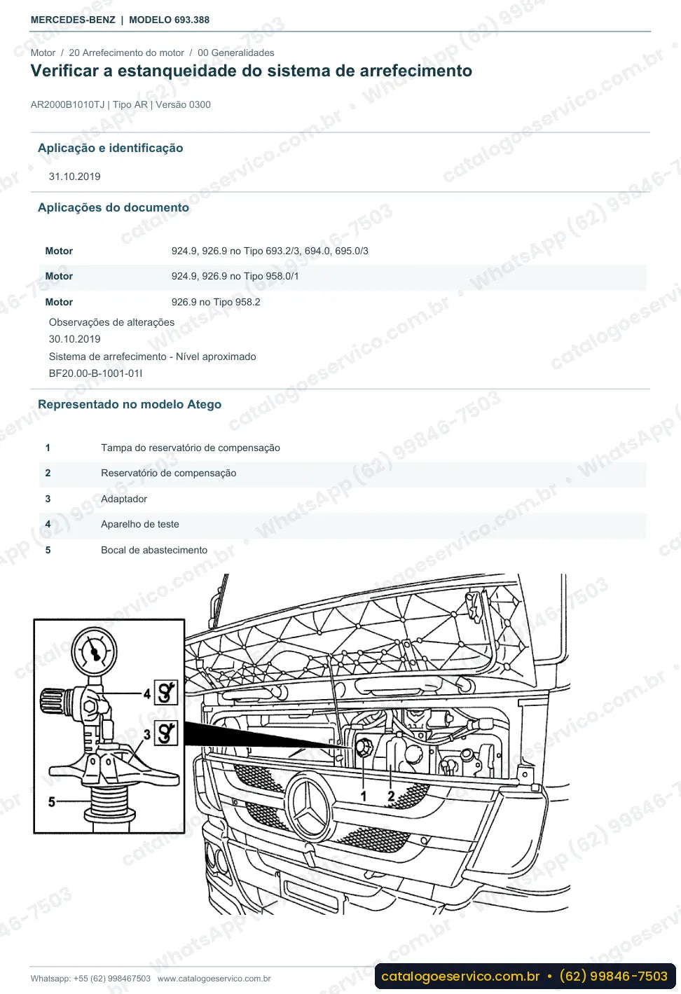 Página de procedimento do manual de oficina Mercedes-Benz Atron 2729 K