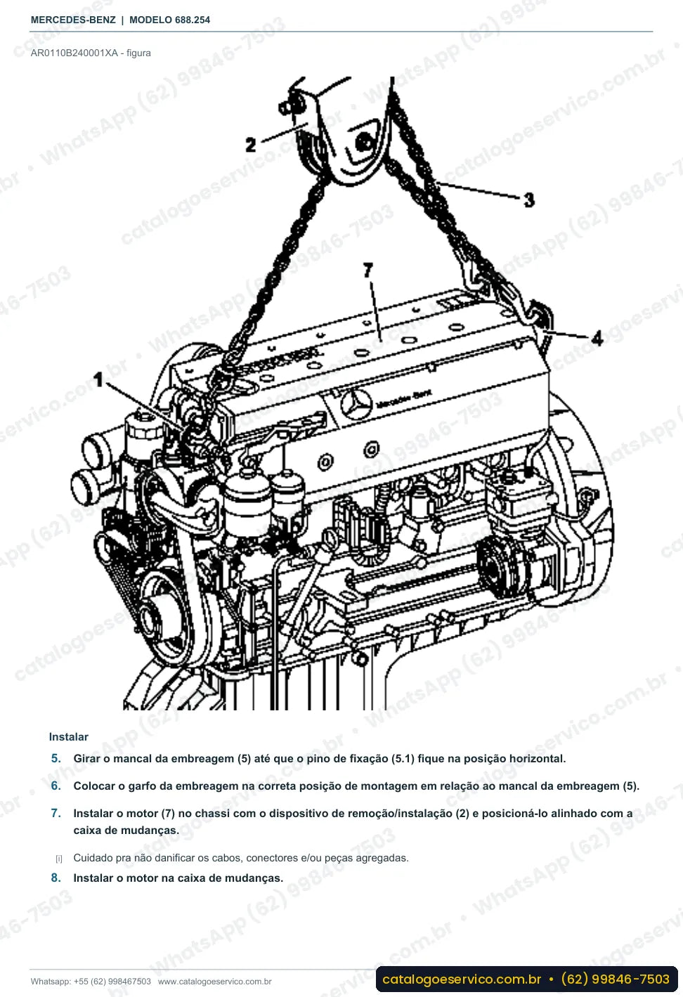 Página de procedimento do manual de oficina Mercedes-Benz Atron 712 C