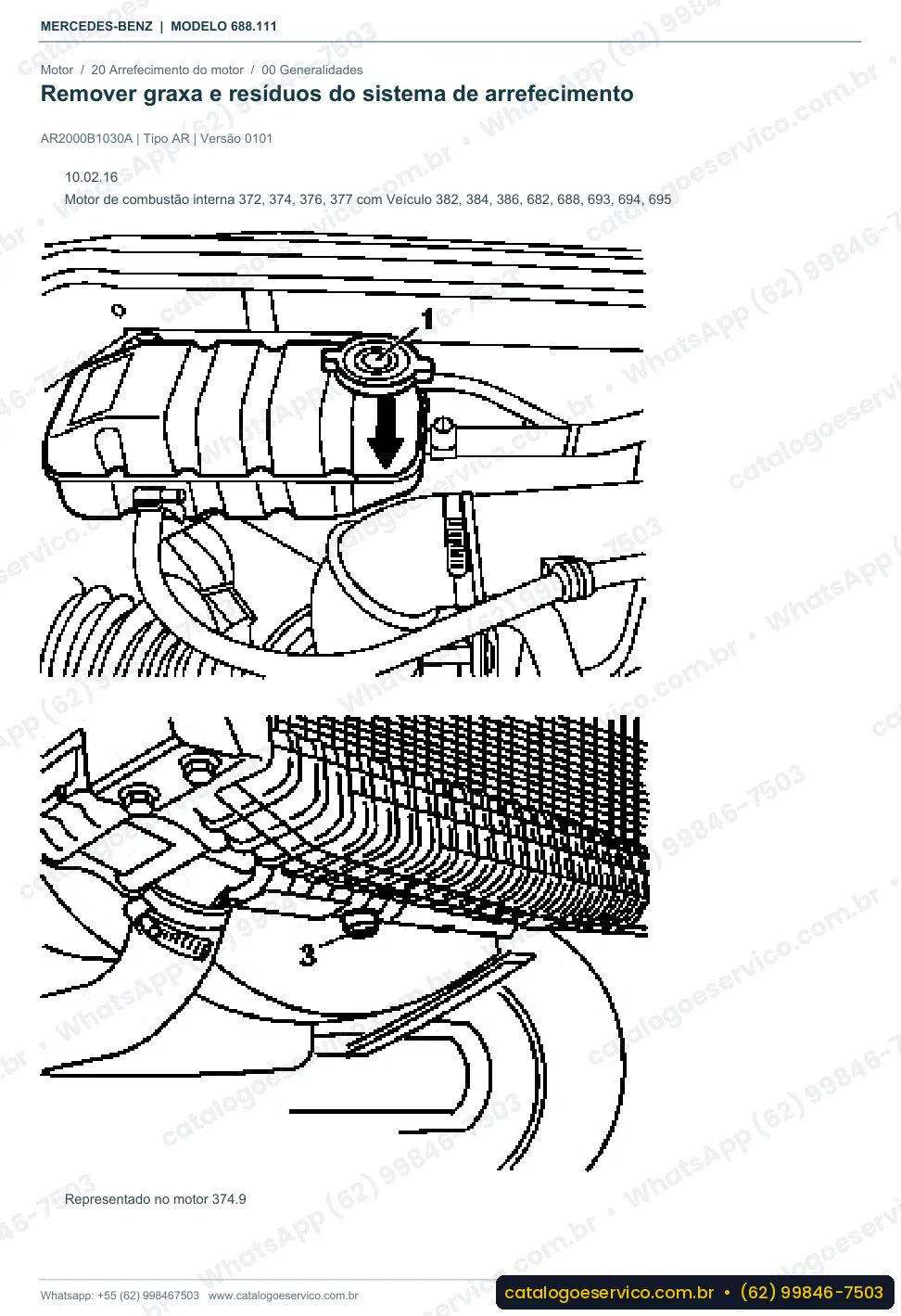 Página de procedimento do manual de oficina Mercedes-Benz Atron 712 E