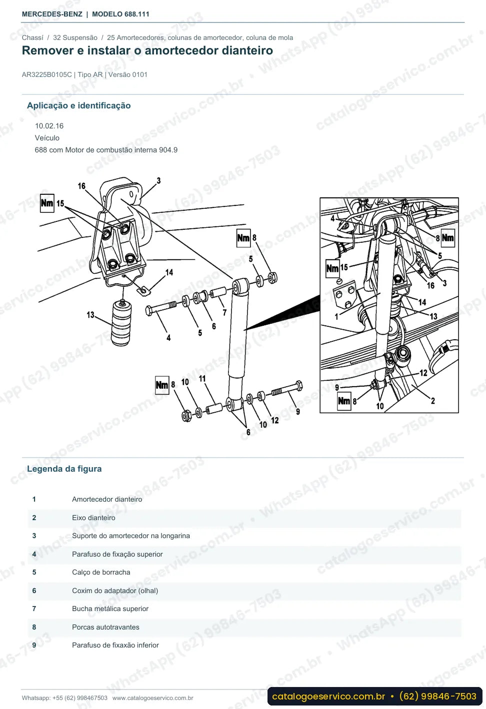 Página de procedimento do manual de oficina Mercedes-Benz Atron 712 E