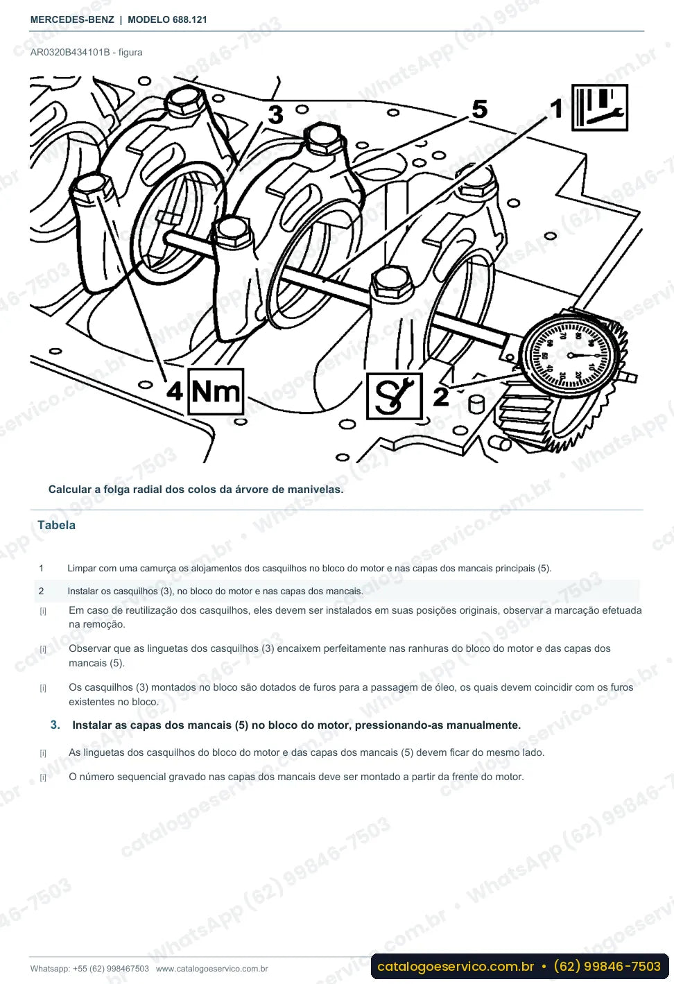 Página de procedimento do manual de oficina Mercedes-Benz Atron 712 E