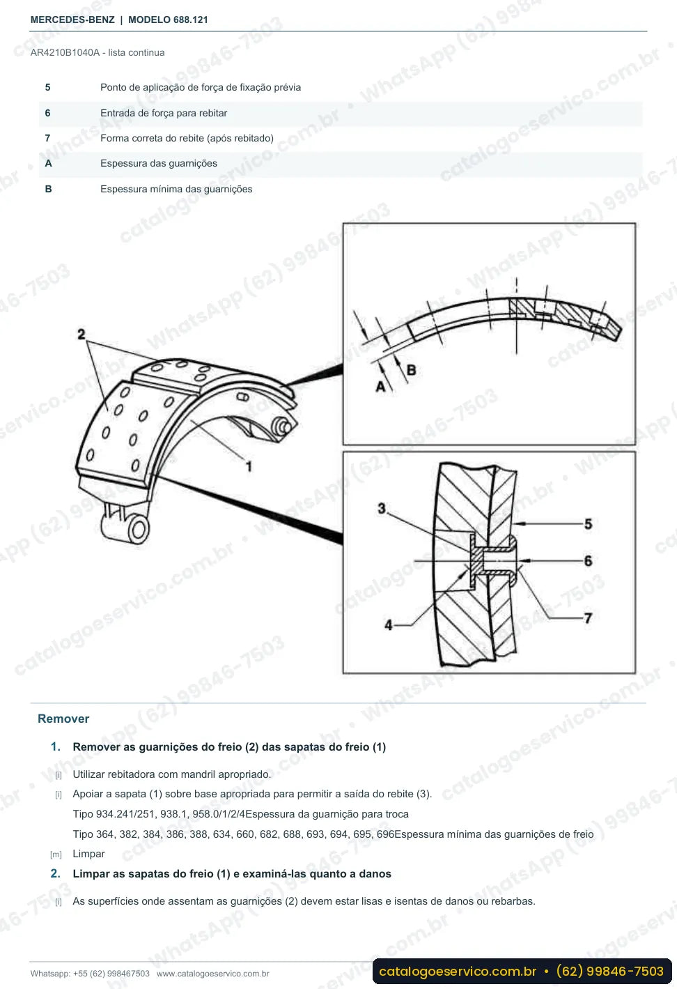 Página de procedimento do manual de oficina Mercedes-Benz Atron 712 E
