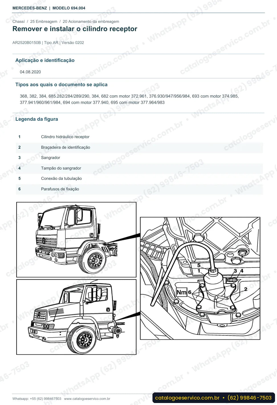 Página de procedimento do manual de oficina Mercedes-Benz Atron L 1218 R